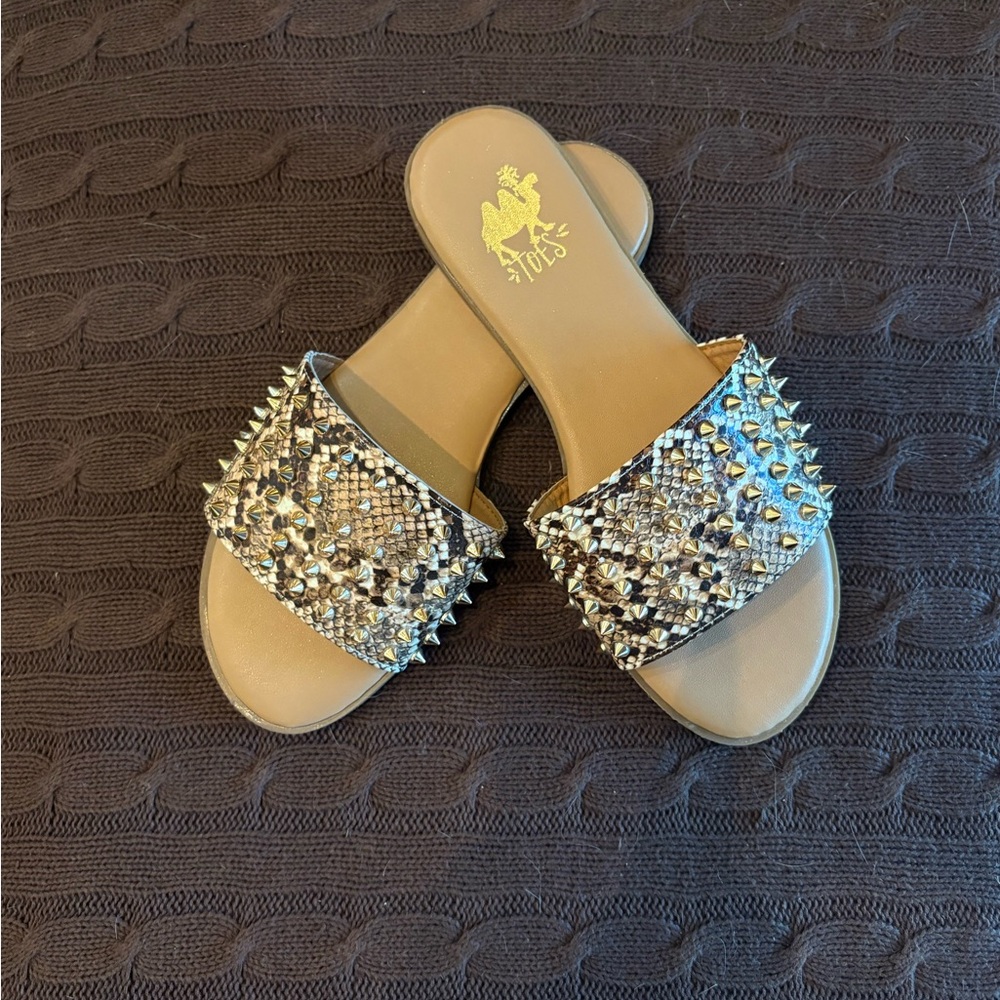 Animal Print (Snake) Studded Sandals/Slides-NWT